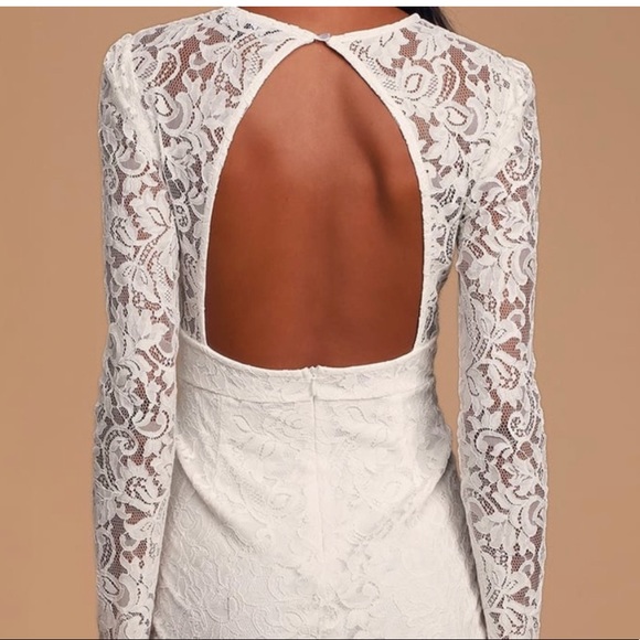 Lulus Blind Date White Lace Long Sleeved Dress size M - Picture 2 of 3